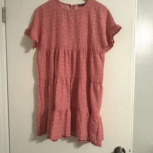 Ditsy floral print ruffle hem smock dress